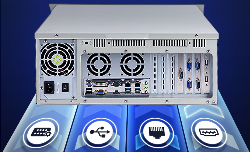 　該產(chǎn)品配置了6個串口，13個USB口（內(nèi)置3個），2個Intel網(wǎng)口以及VGA+DVI+HDMI。接口豐富，種類齊全滿足日常工業(yè)需求，給用戶需求提供了多方面的保障。
